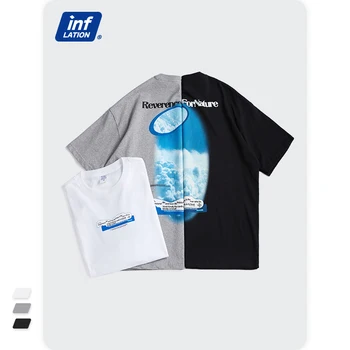 INFALTION Harajuku Tshirt Pāris 2021. Gada Vasaras korejiešu Stilā Smieklīgi Grafiskais T-krekls Vīriešiem Atdzist Lielgabarīta T-krekli Streetwear 1630S21