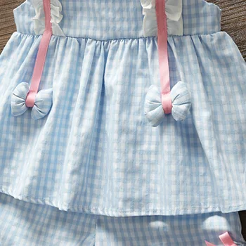 Infant Baby Girl Vasaras Apģērbs Pleds Top Šorti Komplekts Jaundzimušo Bērnu Meiteņu Drēbes Uzvalku Princese Toddler Apģērbu Komplekti