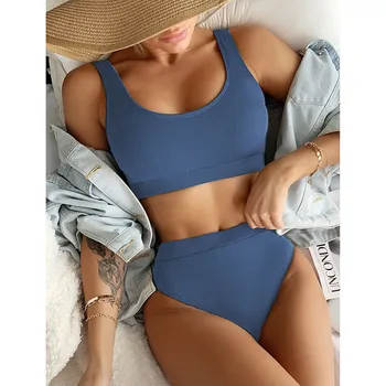 INGAGA Push Up Bikini Komplekts Sieviešu Peldkostīmi Ir 2021. Salātu Peldkostīmi Sievietēm Augsta Vidukļa peldkostīmu Sexy Bikini Cietā Vasarā Pludmale