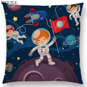 Interesanta Karikatūra, Kosmosa, Visuma Galaxy Kosmosa Bērniem Spaceman Planētas Raķešu Svešzemju Spilvena Vāka Dekoratīvs Spilvens Gadījumā