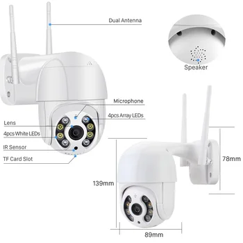 IP Kamera Sākotnējā AI Cilvēka Atklāšanas Audio 5MP Bezvadu Drošības CCTV Kameras 4X Digital Zoom Āra Novērošanas Kameras Wifi