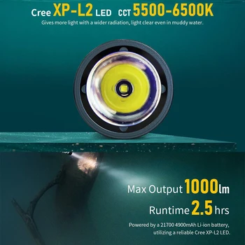 IPX8 Ūdensizturīgs Niršanas Lukturīti Profesionālās Spearfishing GAISMAS Super Spilgti Led Lampas 21700 Liion Akumulatora XTAR DS1 Lukturīti