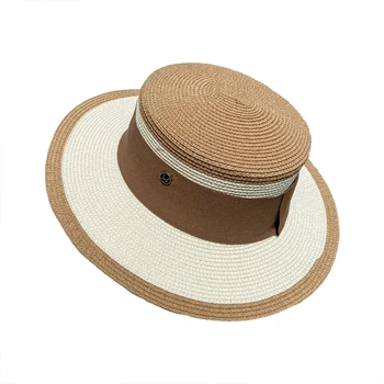 Ir 2021. Beach Sieviešu Cepure, Cepures Dabas Kviešu Salmu Cepuru Modes Top Dzīvoklis Cepure Sievietēm Vasarā Saules Cepuri Dzīvoklis Malām Klp Brīvdienu Daļa, Cepures