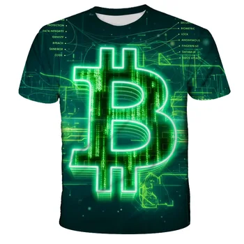 Ir 2021. bērnu t-krekls tendence 3D iespiests t-krekli zēniem, meitenēm modes īsām piedurknēm BTC tshirts Bitcoin Bērnu t-shir DIY 4T-14T