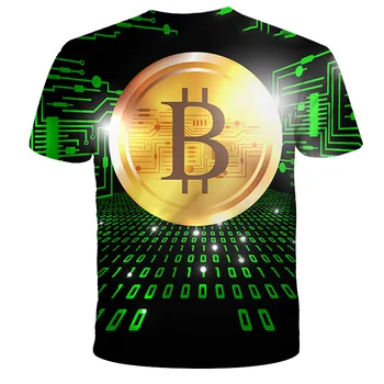 Ir 2021. bērnu t-krekls tendence 3D iespiests t-krekli zēniem, meitenēm modes īsām piedurknēm BTC tshirts Bitcoin Bērnu t-shir DIY 4T-14T