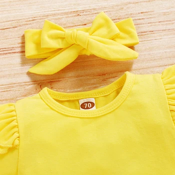 Ir 2021. Bērnu Vasaras Jauns Apģērbu Zīdaiņiem Baby Girl Apģērbu Komplekts Īsām Piedurknēm Top Mežģīņu T-Krekls+Ziedu Tutu Bikses+Galvas 3Pcs Apģērbs