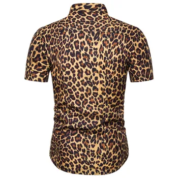 Ir 2021. Eiropas Kodu Vīriešu Modes Drukāt Beach Īsām Piedurknēm Krekls ar Leopards Drukāt Dzeltena Vīriešu Vasaras Leopards Drukāt Gadījuma