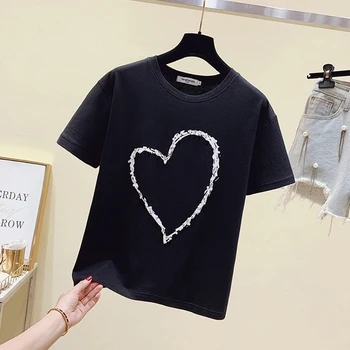 Ir 2021. Gadījuma Kokvilnas Pamata Mīlestību Frēzēšana T-krekls Sievietēm ar Īsām Piedurknēm Tee Krekli Sieviešu Cietā Tees Dāmas Vasaras Topi y2k Harajuku