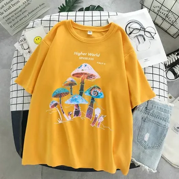 Ir 2021. Harajuku Ikdienas Džemperis, T-krekls Sievietēm Vīriešu Modes Top Krāsains Sēņu Print T-krekls Ielu Ikdienas Streetwear Modes