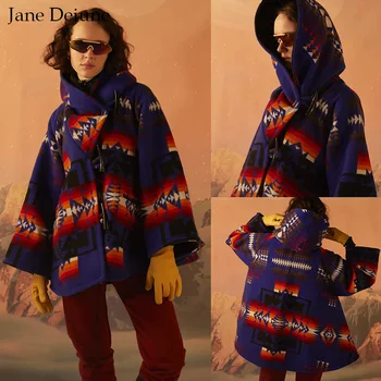 Ir 2021. Jane Deiune Sieviešu Rudens Ziemas Vilnas Mētelis Ar Garām Piedurknēm Zaudēt Gadījuma Plīša Odere Vilnas Jaka Modes Stils