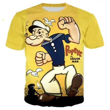 Ir 2021. JAUNAS Smieklīgi Popeye T Krekls 3D Drukas Vīriešu/sieviešu Vasaras Streetwear T-krekls Vīriešiem Punk Crewneck T Drēbes Lielgabarīta Topi 5XL
