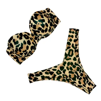 Ir 2021. Jauno Populāro Leopards Drukāt Ietin Krūškurvja ārējo Tirdzniecību Eiropas un Amerikas Sexy Peldkostīms Bikini Sieviete