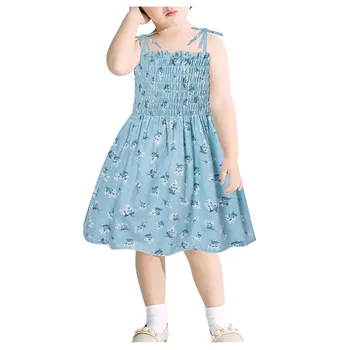 Ir 2021. JAUNO Vasaras baby meitenes ziedu slīdēšanas kleitu Toddler Bērniem, Baby Meitenes Daisy Slīdēšanas Kleitu Ziedu Beach brīvdienu kleita Apģērbu#2
