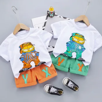 Ir 2021. Jauns 2 Gabali Kostīmi Bērniem Zēnu Apģērbu Komplekti, Moderns un Skaists Kokvilnas T-krekls + Šorti Meitenēm Summer Cartoon Tērpiem