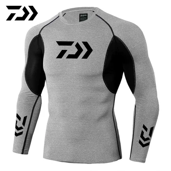 Ir 2021. Jaunu Daiwa Zvejas Krekls Āra Sporta apģērbu T Raibs Fitnesa Ķermeņa Krekls Anti-moskītu Elpojošs Zvejas Tshirt
