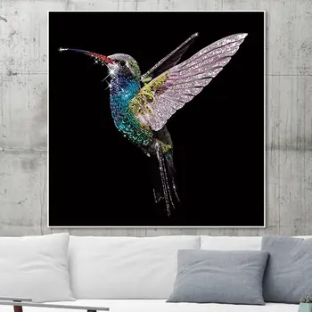 Ir 2021. Jaunu Dzīvnieku Kolibri Spāre 5D Dimanta Krāsošanas Komplekts Dimanta Izšuvumi Melnā Un Baltā Mozaīkas Mājas Apdare