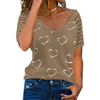 Ir 2021. Jaunu Eiropas un Amerikas Liela izmēra Sieviešu apģērbu Mīlestība Drukāšanas Kārtu kaklu Īsām piedurknēm T-krekls Meitene Y2k Grafiskais T Krekli