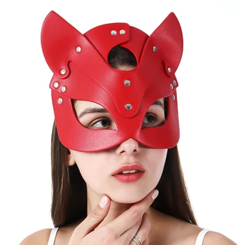 Ir 2021. Jaunu Galvas Ādas Maska Pusi Acis Sexy Ķermeņa Iejūgs Maska Cat Halloween Masku Spēlē Sexy Rotaļlietas Vīriešiem, Sievietēm Cosplay Spēles