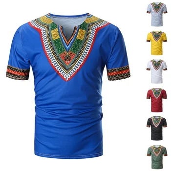 Ir 2021. Jaunu Ieradās Tautas-pasūtījuma T-krekli Vīriešu Vasaras Gadījuma Āfrikas Drukāt V Kakla Džemperis ar Īsām Piedurknēm T-krekls Top Blūze