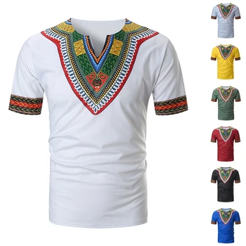 Ir 2021. Jaunu Ieradās Tautas-pasūtījuma T-krekli Vīriešu Vasaras Gadījuma Āfrikas Drukāt V Kakla Džemperis ar Īsām Piedurknēm T-krekls Top Blūze