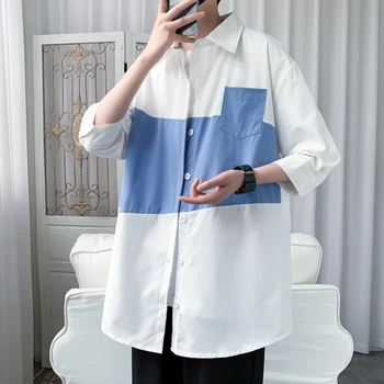 Ir 2021. jaunu modes tendenci trīs-ceturtdaļu piedurknēm krekls zaudēt liela izmēra balta, melna zila vīriešu krekls tauku ikdienas drēbes 5XL 6XL 7XL