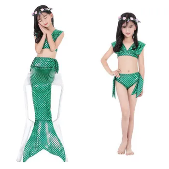 Ir 2021. jaunu Sirēna bērnu peldkostīms meitenēm bikini Nāru astes sadalīt zivju mēroga peldkostīmu darbības uzvalks