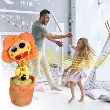 Ir 2021. Jaunu Stilu 1PC Elektriskā Saulespuķu Augu Rotaļlietas, Dziedāt Un Dejot, Rotaļlietas 80 Mūziku Ar Gaismas Lelle Rotājumi Funny Bērnu Rotaļu Dāvanu