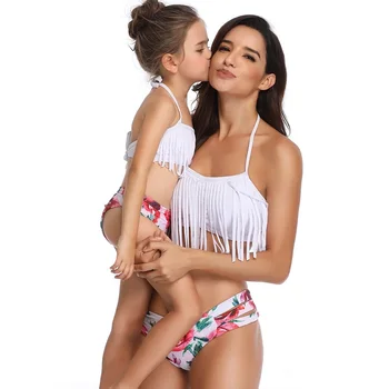Ir 2021. Jaunu Stilu Māte Meitu Peldkostīmu Vasarā Mamma Meitenes Bikini Komplekti, Vecāku un bērnu Peldkostīms Bērniem Dāma Sexy Bikini Beachwear