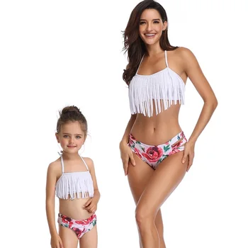 Ir 2021. Jaunu Stilu Māte Meitu Peldkostīmu Vasarā Mamma Meitenes Bikini Komplekti, Vecāku un bērnu Peldkostīms Bērniem Dāma Sexy Bikini Beachwear