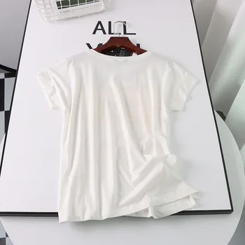 Ir 2021. Jaunu Vasaras Modes Harajuku Vēstuli Izdrukāt, Kokvilnas T-Krekls Sievietēm Gadījuma Balts T-Veida Topi Dāmas Camisetas Mujer
