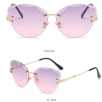 Ir 2021. Jaunu Vintage bez apmales Sieviešu Saulesbrilles Modes Zīmola Dizaina Dāma, Saules Brilles Classic Sakausējuma Rāmis Toņos Brilles UV400