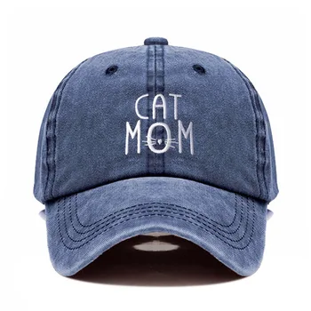 Ir 2021. Jaunu Vintage Mazgātas Kokvilnas Kaķu MAMMA Izšuvumi Beisbola cepure Vīriešiem, Sievietēm Tētis Cepuri golfa cepures Snapback Cap Dropshipping