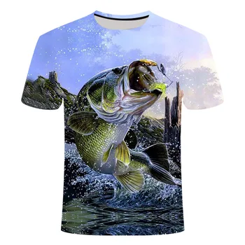 Ir 2021. jaunu zvejas t krekls stilā casual Digitālās zivju 3D Druka, t-krekls, Vīriešu, Sieviešu t Vasaras Īsām Piedurknēm O-veida kakla Topi un t-veida, s-6xl
