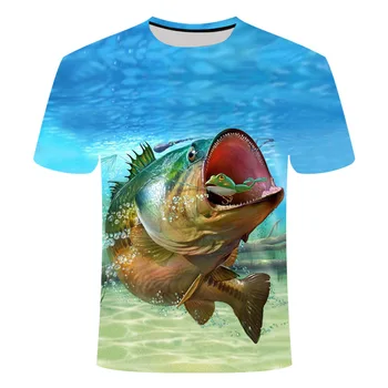 Ir 2021. jaunu zvejas t krekls stilā casual Digitālās zivju 3D Druka, t-krekls, Vīriešu, Sieviešu t Vasaras Īsām Piedurknēm O-veida kakla Topi un t-veida, s-6xl