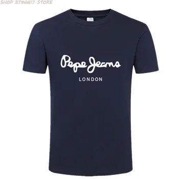 Ir 2021. Jaunākās Pepe-Džinsi-Londona Logo T-Krekls Vasaras Vīriešu /Sieviešu Īsām Piedurknēm Populārs t-veida Krekls Topi Unisex