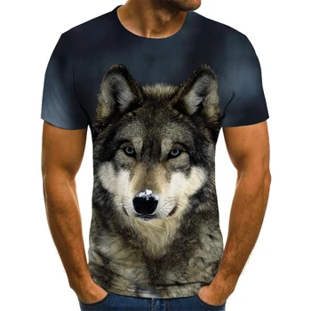 Ir 2021. Jaunākās Wolf 3D Drukas Dzīvnieku Forši, Smieklīgi T-Krekls Vīriešiem ar Īsām Piedurknēm Vasaras Topi Tee Krekls, T Krekls Vīriešu Modes tshirt Vīriešu 6XL