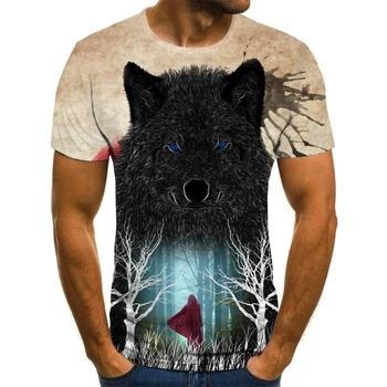 Ir 2021. Jaunākās Wolf 3D Drukas Dzīvnieku Forši, Smieklīgi T-Krekls Vīriešiem ar Īsām Piedurknēm Vasaras Topi Tee Krekls, T Krekls Vīriešu Modes tshirt Vīriešu 6XL
