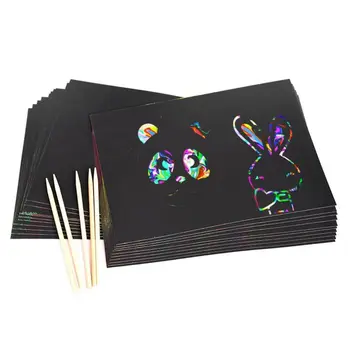 Ir 2021. Jaunās Scratch Mākslas Kopumu, 50 Gabalā Rainbow Magic Scratch Papīra Kids Black Scratch Off