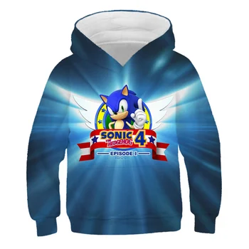 Ir 2021. Kids 3D pelēkā vārna Sonic sporta Krekls ar garām Piedurknēm Bērniem Audums Zēnu/Meiteni Karikatūra Atdzist Topi 4-14T