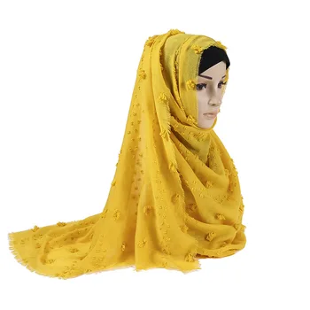 Ir 2021. Modes Bārkstīm burbulis šifona šalle hijabs musulmaņu sieviešu soild krāsu elpojošs islāma lakatu arābu galvas lakati