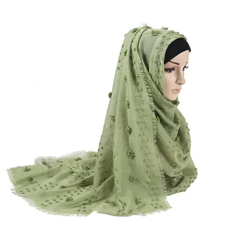 Ir 2021. Modes Bārkstīm burbulis šifona šalle hijabs musulmaņu sieviešu soild krāsu elpojošs islāma lakatu arābu galvas lakati