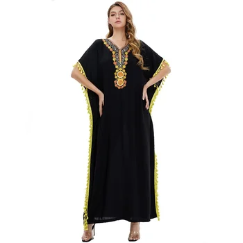 Ir 2021. Modes Izšuvumi Kleitu Ilgi Musulmaņu Arābu Musulmaņu Tērpu, Lai Vidus Austrumos Pilsētas Izklaides Apdrukāta Kokvilnas Abaya Kaftan Marokas