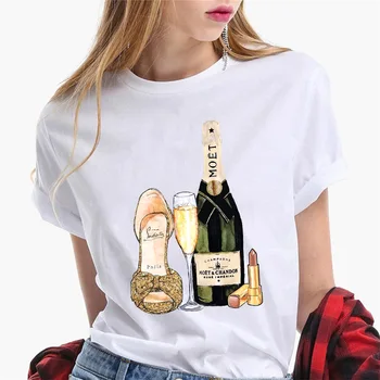 Ir 2021. Modes Vasaras Tshirt Sieviešu Ielu Stilu, Sieviešu T-krekls Vīna Kauss Modelis T-krekls Dāmas Īsām Piedurknēm Virs Izmērs 3XL Krekls