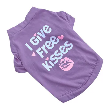 Ir 2021. Nelielu Purpura Pet Cat Suņu Apģērbu Vasarā Es Dodu Brīvi Skūpsti Stila Pupppy Sunītis T Krekls, Veste Meitene Suņu Apģērbu Pārdošanas #751