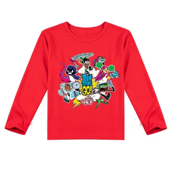 Ir 2021. Pavasara Rudens Zēniem ar garām Piedurknēm Topi Karikatūra Teen Titans, Iet T-krekli Bērnu Ikdienas Apģērbs Toddler Meitenes Apģērbu, Bērnu Tees