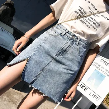 Ir 2021. pavasara vasaras korejas vintage modes gadījuma džinsa mini svārki sievietēm Streetwear Nelegālo Ripped jean svārki sieviešu Plus izmēra