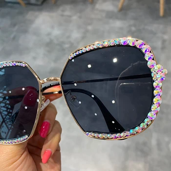 Ir 2021. saulesbrilles sieviešu Luksusa Rhinestone kvadrātveida Saules brilles skaidrs, objektīvs Lielgabarīta vīriešu saulesbrilles Vintage Toņi