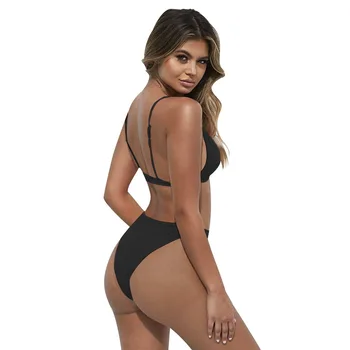 Ir 2021. Sexy Black Mikro Bikini Komplekts Sievietēm 2 Gabali, Peldkostīmu, Peldbikses Push Up Polsterētām Krūšturis Siksnas Biquini Peldkostīms Beachwear