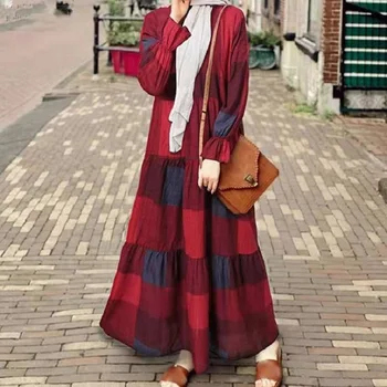 Ir 2021. Sieviešu Musulmaņu Abaya gadījuma mežģīņu aproces elastīgas aproces vintage ziedu gara kleita četri gadalaiki