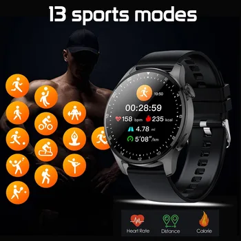 Ir 2021. Smart Skatīties Bluetooth Zvanu Smartwatch Vīriešiem Touch Screen Sporta Fitnesa Rokassprādze Pulkstenis Pulksteņi 3 Par Android, IOS Huawei skatīties